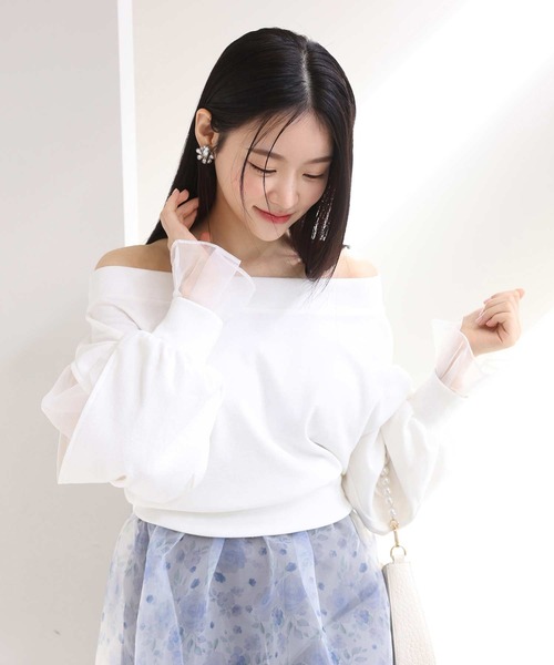 one after another NICE CLAUP(ワンアフターアナザーナイスクラップ)の「オーガンジー重ねスウェット 2023SS(スウェット・レディース・ブラック/オフホワイト/グレー・FREE)」の14枚目の写真