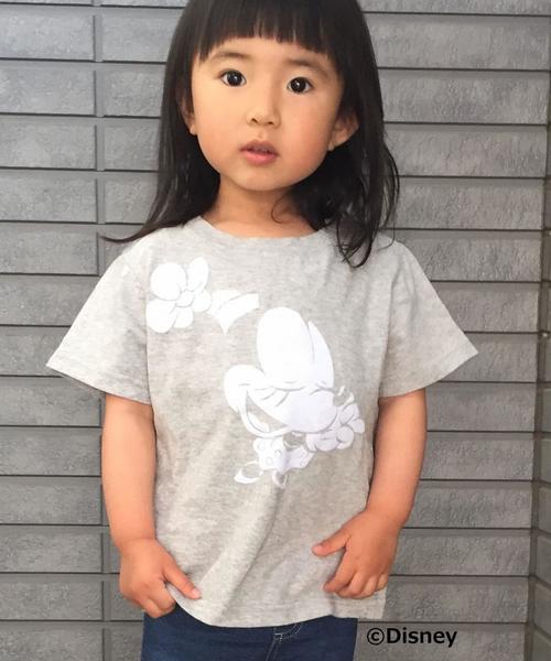coen(コーエン)の「【coen kids】コーエン別注Disney(ディズニー)MinnieフロッキープリントTシャツ(100~150cm)(Tシャツ/カットソー・キッズ・グレー・120cm/110cm/140cm/150cm/100cm/130cm)」の1枚目の写真