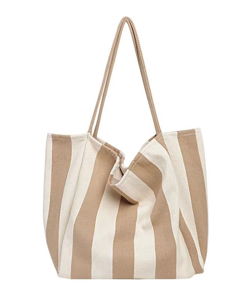 CORNERS(コーナーズ)の「ストライプトートバッグ(トートバッグ・レディース・ブラック/ベージュ/ネイビー/レッド/アイボリー/カーキ/ダークブラック/キャメル・FREE)」の5枚目の写真