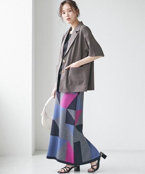 miclat（ミクラ）の「大きいサイズ　幾何学柄ニットスカート　miclat（スカート・レディース・グレー系/ベージュ系・LL/3L/4L/5L/L）」の19枚目の写真