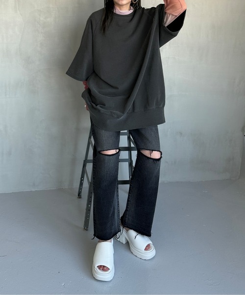 JEANASIS(ジーナシス)の「クラッシュストレートデニムパンツ/193870(デニムパンツ・レディース・ブラック/ブルー・SMALL/MEDIUM)」の11枚目の写真
