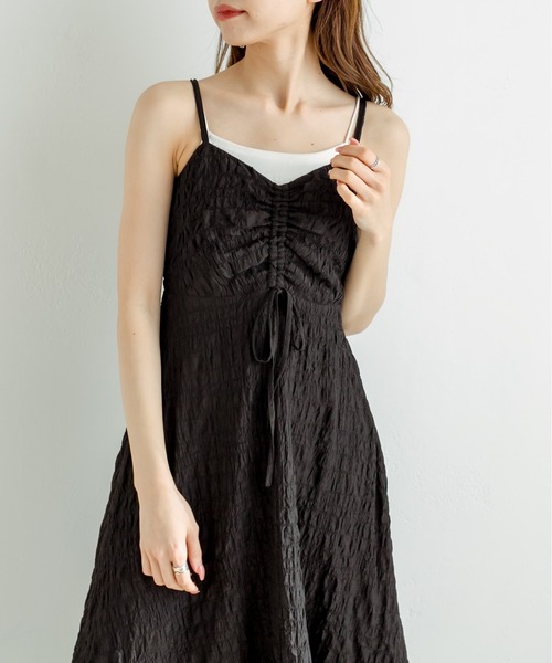 OLIVE des OLIVE(オリーブデオリーブ)の「【WEB限定カラー有】胸クシュキャミワンピース(ワンピース・レディース・サックスブルー/ブラック/オフホワイト/チェック・FREE)」の19枚目の写真