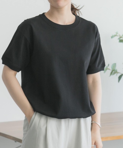 FORK&SPOON（フォークアンドスプーン）の「FORK&SPOON　ヘビーウェイト天竺ショートスリーブTシャツ（Tシャツ/カットソー・レディース・ブラック/オフホワイト/グリーン系その他/ピンク/ネイビー・1）」の2枚目の写真