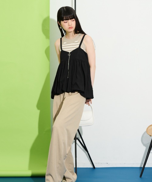 THE YOn（ザヨン）の「バルーンヘムキャミチュニック（キャミソール・レディース・ライム/シルバーグレー/ブラック・FREE）」の9枚目の写真