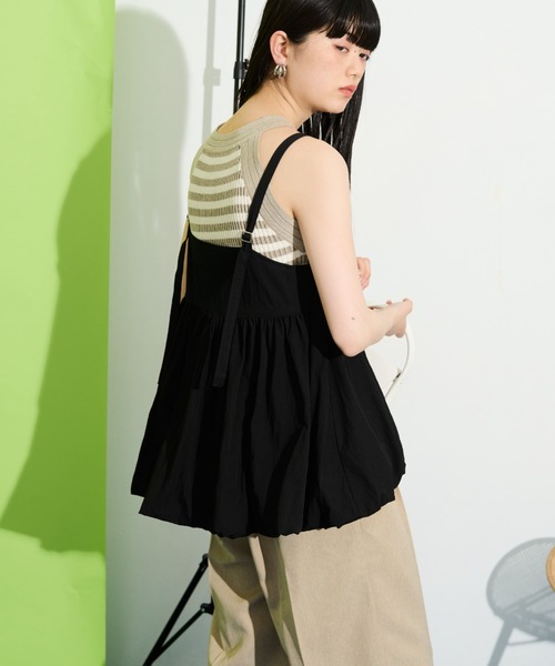 THE YOn（ザヨン）の「バルーンヘムキャミチュニック（キャミソール・レディース・ライム/シルバーグレー/ブラック・FREE）」の7枚目の写真