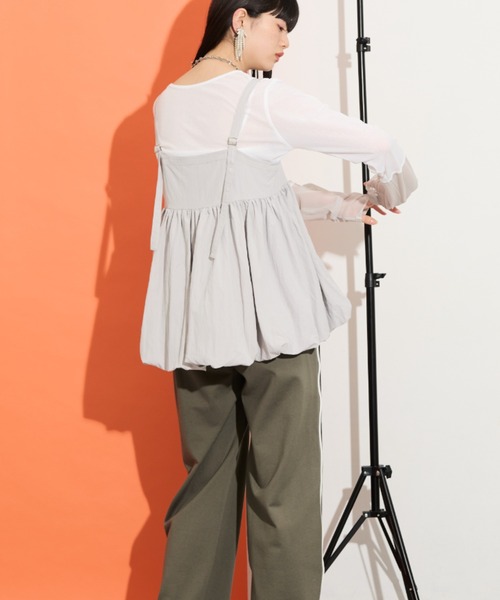 THE YOn（ザヨン）の「バルーンヘムキャミチュニック（キャミソール・レディース・ライム/シルバーグレー/ブラック・FREE）」の21枚目の写真