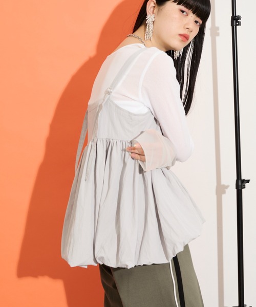 THE YOn（ザヨン）の「バルーンヘムキャミチュニック（キャミソール・レディース・ライム/シルバーグレー/ブラック・FREE）」の16枚目の写真