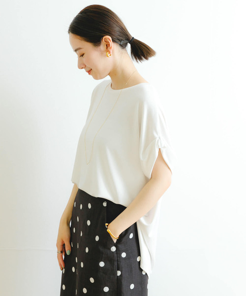URBAN RESEARCH(アーバンリサーチ)の「Relax drape T-shirts(Tシャツ/カットソー・レディース・オフホワイト/チャコールグレー・FREE)」の7枚目の写真