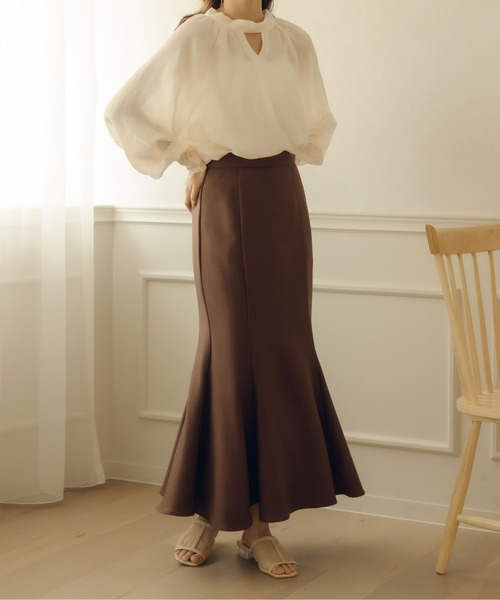 fupel（フぺル）の「2WAYシアーボウタイブラウス（シャツ/ブラウス・レディース・ライトブルー/アイボリー・FREE）」の7枚目の写真