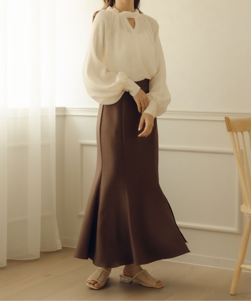 fupel（フぺル）の「2WAYシアーボウタイブラウス（シャツ/ブラウス・レディース・ライトブルー/アイボリー・FREE）」の8枚目の写真