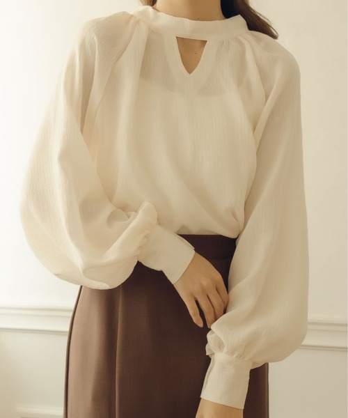 fupel（フぺル）の「2WAYシアーボウタイブラウス（シャツ/ブラウス・レディース・ライトブルー/アイボリー・FREE）」の5枚目の写真