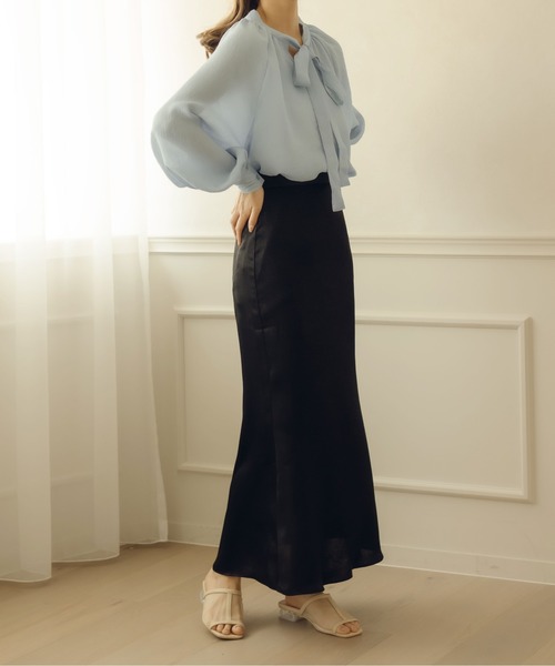 fupel（フぺル）の「2WAYシアーボウタイブラウス（シャツ/ブラウス・レディース・ライトブルー/アイボリー・FREE）」の18枚目の写真