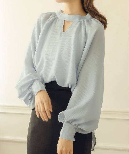fupel（フぺル）の「2WAYシアーボウタイブラウス（シャツ/ブラウス・レディース・ライトブルー/アイボリー・FREE）」の20枚目の写真
