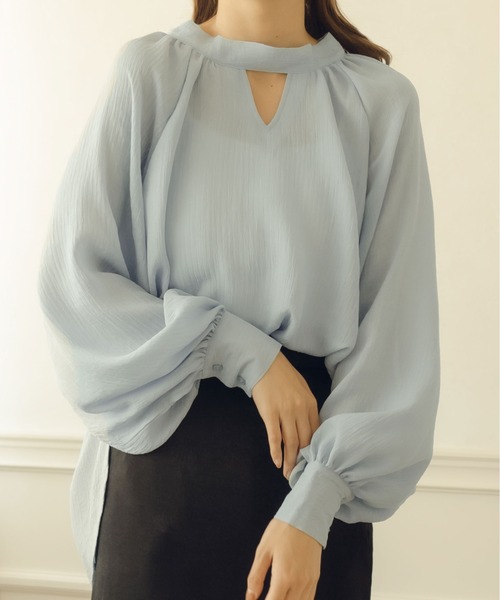 fupel（フぺル）の「2WAYシアーボウタイブラウス（シャツ/ブラウス・レディース・ライトブルー/アイボリー・FREE）」の21枚目の写真