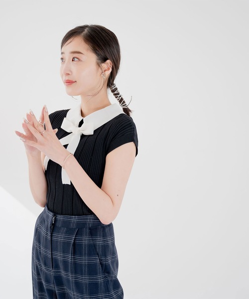 qumerry.（キュメリ）の「バックリボンフレンチプルオーバー（その他トップス・レディース・ネイビー/ブラック/ピンクベージュ・FREE）」の9枚目の写真