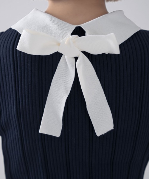 qumerry.（キュメリ）の「バックリボンフレンチプルオーバー（その他トップス・レディース・ネイビー/ブラック/ピンクベージュ・FREE）」の6枚目の写真