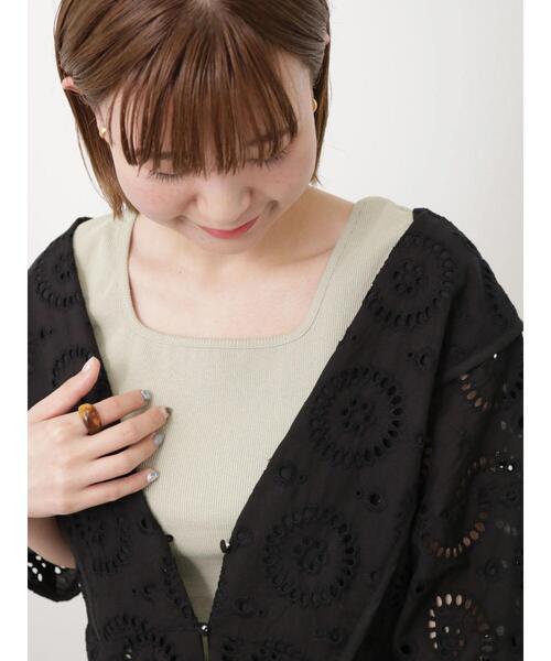 Lugnoncure（ルノンキュール）の「テレコスクエアネックタンクトップ（タンクトップ・レディース・ブラック/オフホワイト/ブルー/ミント・ﾌﾘ-）」の5枚目の写真