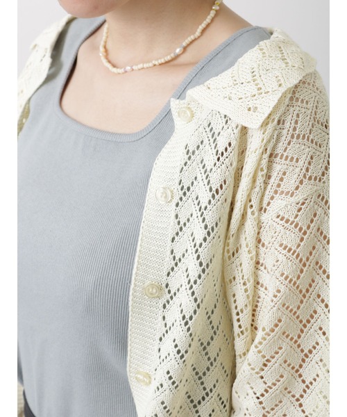 Lugnoncure（ルノンキュール）の「テレコスクエアネックタンクトップ（タンクトップ・レディース・ブラック/オフホワイト/ブルー/ミント・ﾌﾘ-）」の4枚目の写真