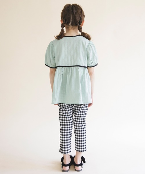 BRANSHES(ブランシェス)の「【プチレディ】配色パイピング半袖ブラウス(シャツ/ブラウス・キッズ・ピンク/ライトグリーン・100/150/110/130/140/120)」の3枚目の写真