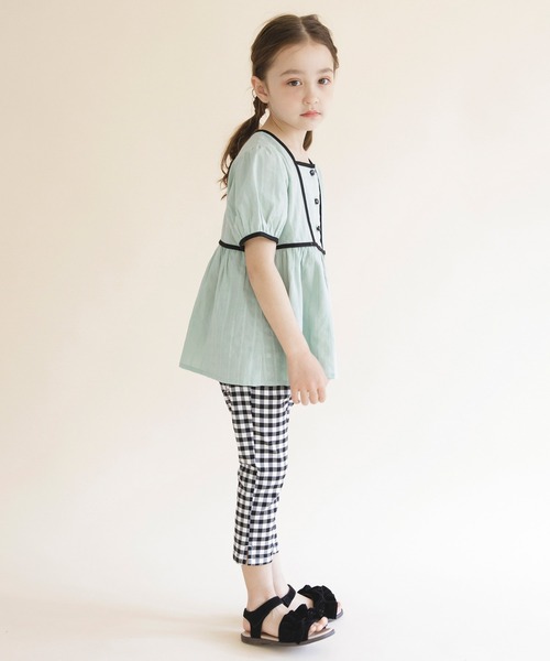 BRANSHES(ブランシェス)の「【プチレディ】配色パイピング半袖ブラウス(シャツ/ブラウス・キッズ・ピンク/ライトグリーン・100/150/110/130/140/120)」の5枚目の写真