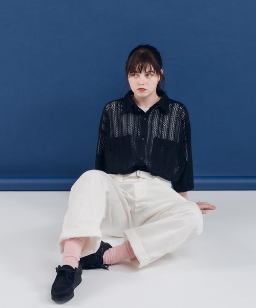 MUHET（ミュエータ）の「透かし編みレギュラーカラーシャツ（シャツ/ブラウス・レディース・ブラック/その他/オフホワイト・MEDIUM/X-LARGE）」の14枚目の写真