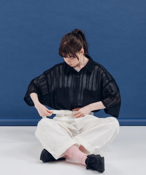 MUHET（ミュエータ）の「透かし編みレギュラーカラーシャツ（シャツ/ブラウス・レディース・ブラック/その他/オフホワイト・MEDIUM/X-LARGE）」の13枚目の写真