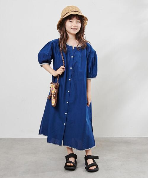 coen(コーエン)の「Market(マーケット)刺繍シャツワンピース(ワンピース・キッズ・オフホワイト/ロイヤルブルー・130/110/150)」の8枚目の写真