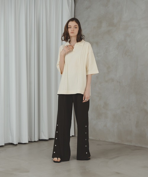 selle glant（セレグランテ）の「CABLE LINE KNIT POLO/ケーブルラインポロニット（ポロシャツ・メンズ・オフホワイト/グリーン・LARGE/MEDIUM）」の7枚目の写真