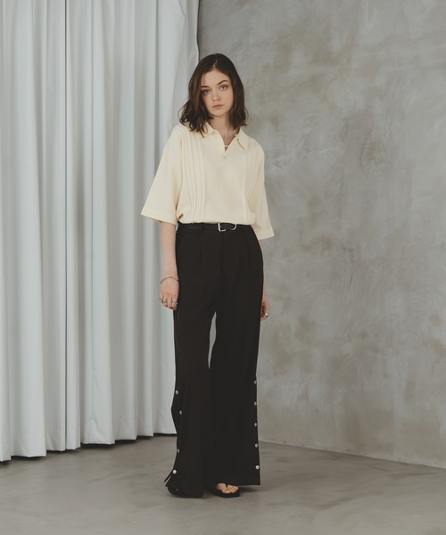 selle glant（セレグランテ）の「CABLE LINE KNIT POLO/ケーブルラインポロニット（ポロシャツ・メンズ・オフホワイト/グリーン・LARGE/MEDIUM）」の10枚目の写真