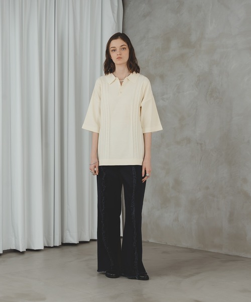 selle glant（セレグランテ）の「CABLE LINE KNIT POLO/ケーブルラインポロニット（ポロシャツ・メンズ・オフホワイト/グリーン・LARGE/MEDIUM）」の11枚目の写真