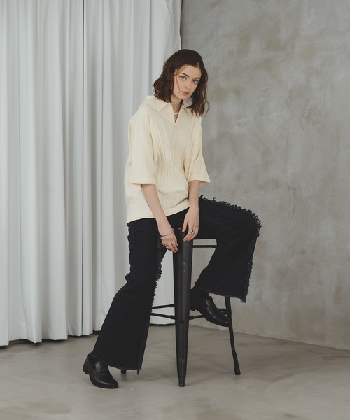 selle glant（セレグランテ）の「CABLE LINE KNIT POLO/ケーブルラインポロニット（ポロシャツ・メンズ・オフホワイト/グリーン・LARGE/MEDIUM）」の14枚目の写真