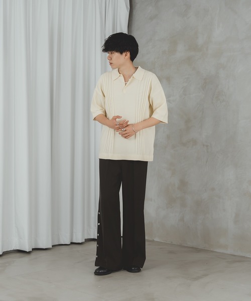 selle glant（セレグランテ）の「CABLE LINE KNIT POLO/ケーブルラインポロニット（ポロシャツ・メンズ・オフホワイト/グリーン・LARGE/MEDIUM）」の18枚目の写真