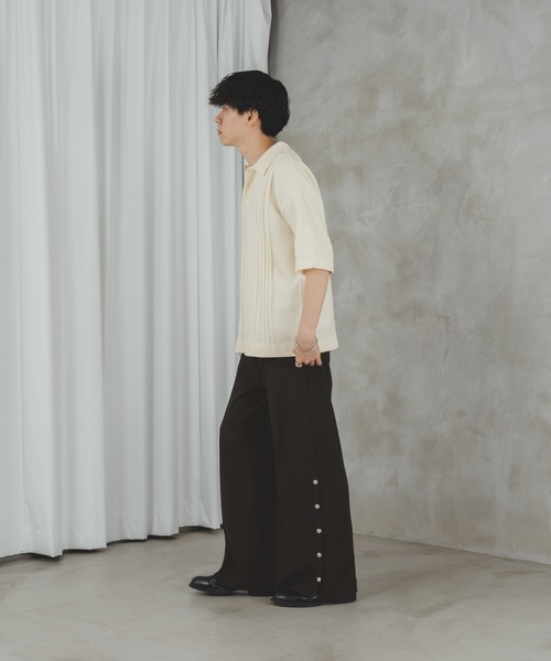 selle glant（セレグランテ）の「CABLE LINE KNIT POLO/ケーブルラインポロニット（ポロシャツ・メンズ・オフホワイト/グリーン・LARGE/MEDIUM）」の19枚目の写真