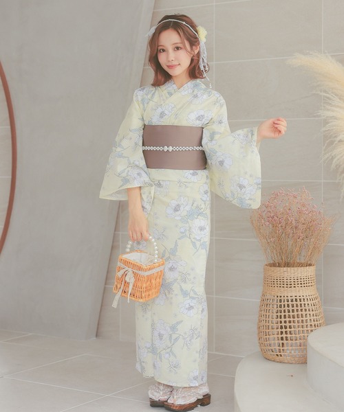 ♡姫系パステルイエロー薔薇柄浴衣♡ ex90164-1.jpg
