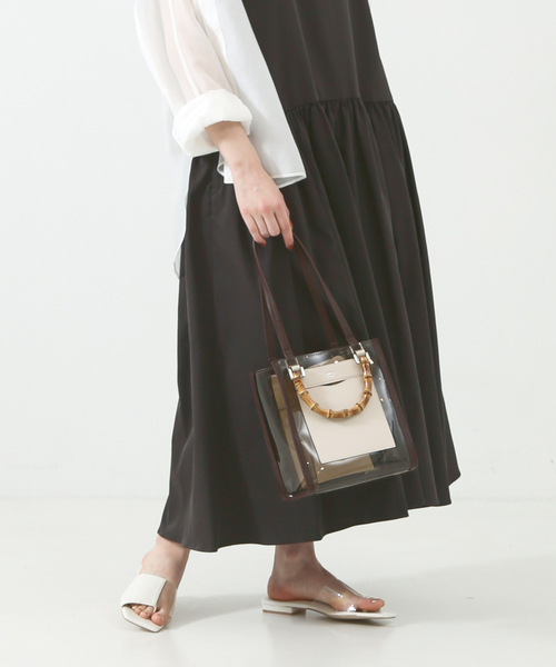 LOWELL things（ロウェル　シングス）の「Lucent/ｸﾘｱﾊﾞｰﾁｶﾙ2WAY（トートバッグ・レディース・ブラウン/ホワイト/ブラック・フリー）」の3枚目の写真