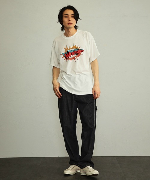 Wrangler（ラングラー）の「Wrangler/ラングラー ロゴポップ 半袖Tシャツ（Tシャツ/カットソー・メンズ・チャコールグレー/チャコール/イエロー/ホワイト系その他/グリーン/ホワイト・X-LARGE/SMALL/LARGE/MEDIUM）」の7枚目の写真