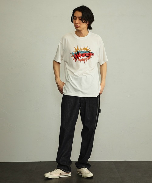 Wrangler（ラングラー）の「Wrangler/ラングラー ロゴポップ 半袖Tシャツ（Tシャツ/カットソー・メンズ・チャコールグレー/チャコール/イエロー/ホワイト系その他/グリーン/ホワイト・X-LARGE/SMALL/LARGE/MEDIUM）」の8枚目の写真