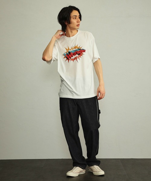 Wrangler（ラングラー）の「Wrangler/ラングラー ロゴポップ 半袖Tシャツ（Tシャツ/カットソー・メンズ・チャコールグレー/チャコール/イエロー/ホワイト系その他/グリーン/ホワイト・X-LARGE/SMALL/LARGE/MEDIUM）」の9枚目の写真