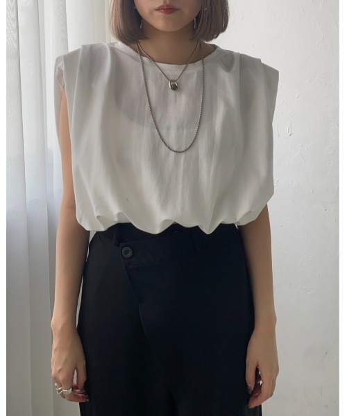 leimn(レイムン)の「パフショルダーコンパクトTシャツ(Tシャツ/カットソー・レディース・ベージュ/ホワイト/ブラック・FREE)」の7枚目の写真