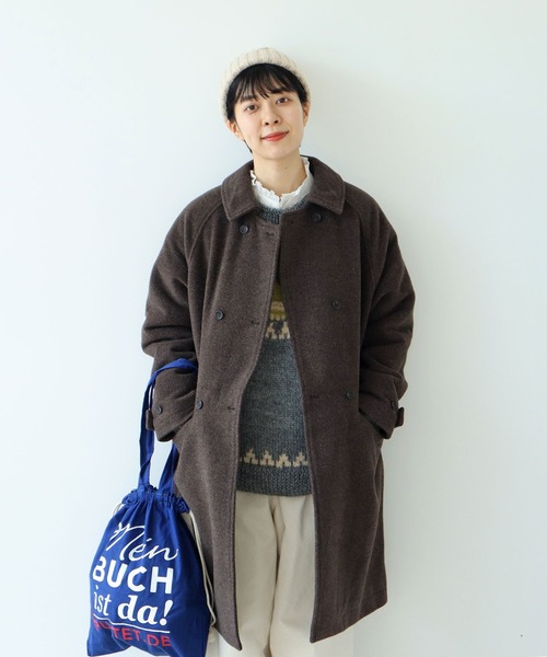 PAR ICI（パーリッシィ）の「杢圧縮ウール ダブルコート（ステンカラー