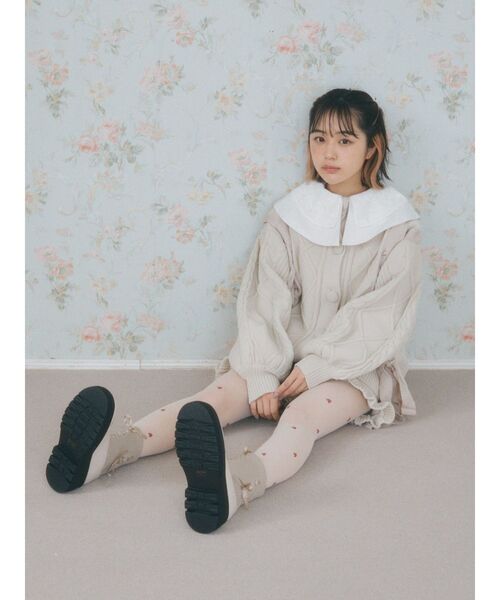 merry jenny(メリージェニー)の「ニットドッキングリボンブーツ(ブーツ・レディース・ブラック/アイボリー・MEDIUM/LARGE)」の5枚目の写真