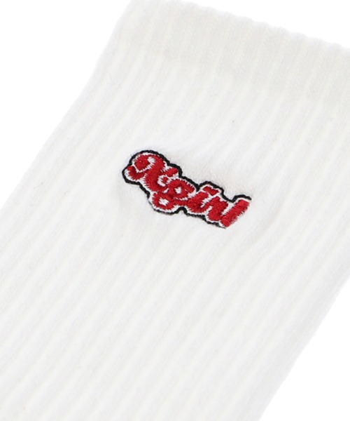 X-girl(エックスガール)の「PUDGY LOGO RIB SOCKS(ソックス/靴下・レディース・ブラック/ホワイト・ONE SIZE)」の3枚目の写真