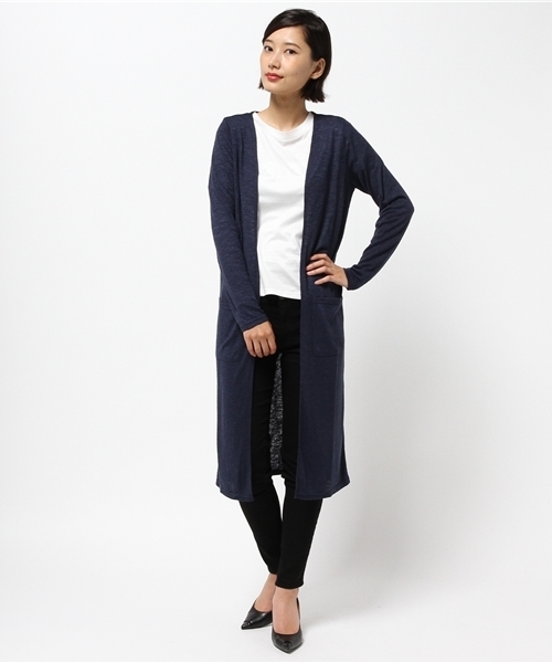 BEAMS LIGHTS Women's(ビームスライツ ウィメンズ)の「◎BEAMS LIGHTS / ロングノーカラーカーディガン(カーディガン/ボレロ・レディース・ホワイト/グレー/ネイビー・ONE SIZE)」の3枚目の写真