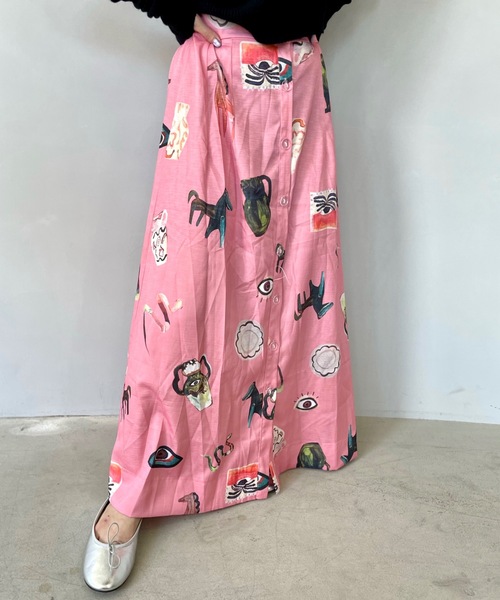 SANSeLF（サンセルフ）の「フロントボタンデザインスカート【SANSeLF】 sanw23a037（スカート・レディース・ピンク・FREE）」の4枚目の写真