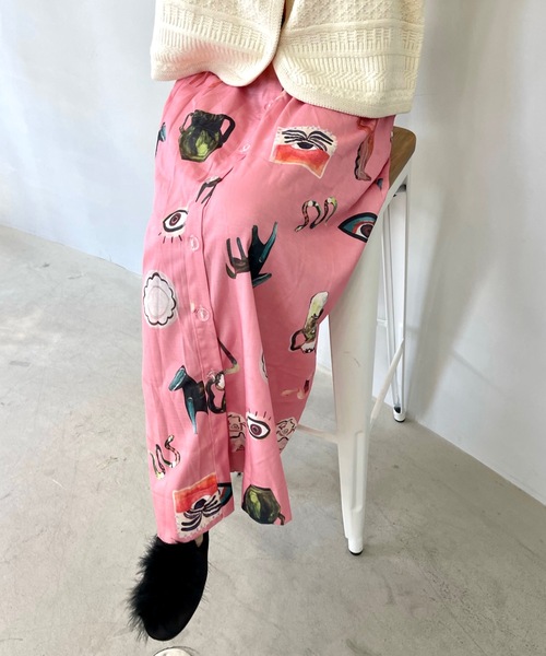 SANSeLF（サンセルフ）の「フロントボタンデザインスカート【SANSeLF】 sanw23a037（スカート・レディース・ピンク・FREE）」の8枚目の写真