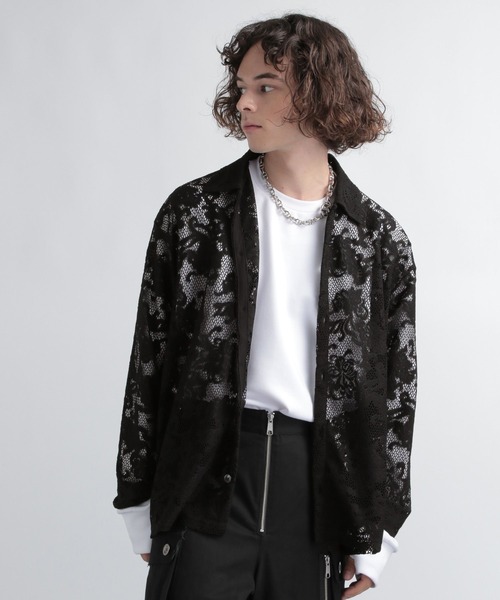 HARE（ハレ）の「ボタニカルレースシャツ(HARE)（シャツ/ブラウス・メンズ・ブルー/ブラック/グレー・FREE）」の2枚目の写真