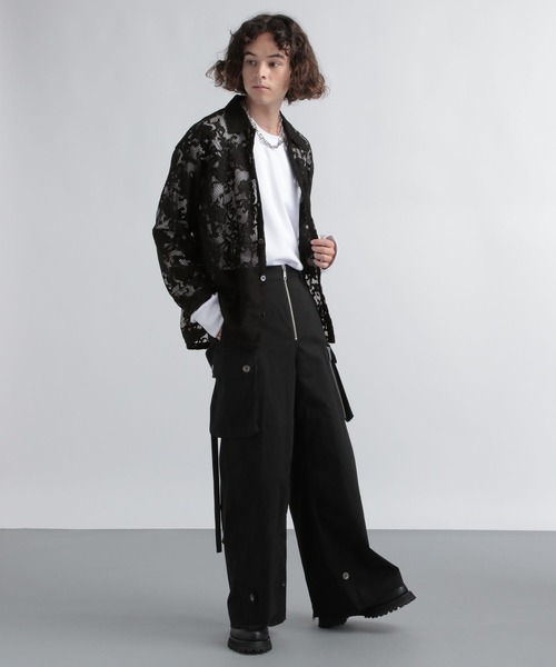 HARE（ハレ）の「ボタニカルレースシャツ(HARE)（シャツ/ブラウス・メンズ・ブルー/ブラック/グレー・FREE）」の4枚目の写真