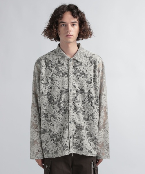 HARE（ハレ）の「ボタニカルレースシャツ(HARE)（シャツ/ブラウス・メンズ・ブルー/ブラック/グレー・FREE）」の10枚目の写真