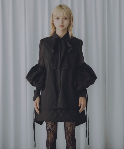 Ezick(エジック)の「【 Poisonous 】Clenched canele ribbon tie blouse(シャツ/ブラウス・レディース・ブラック・FREE)」の9枚目の写真