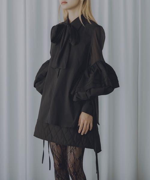 Ezick(エジック)の「【 Poisonous 】Clenched canele ribbon tie blouse(シャツ/ブラウス・レディース・ブラック・FREE)」の7枚目の写真